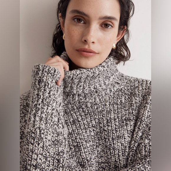 Madewell Women’s Medium Black & White Wool Blend Knit Cowl Neck Sweater - Picture 13 of 13